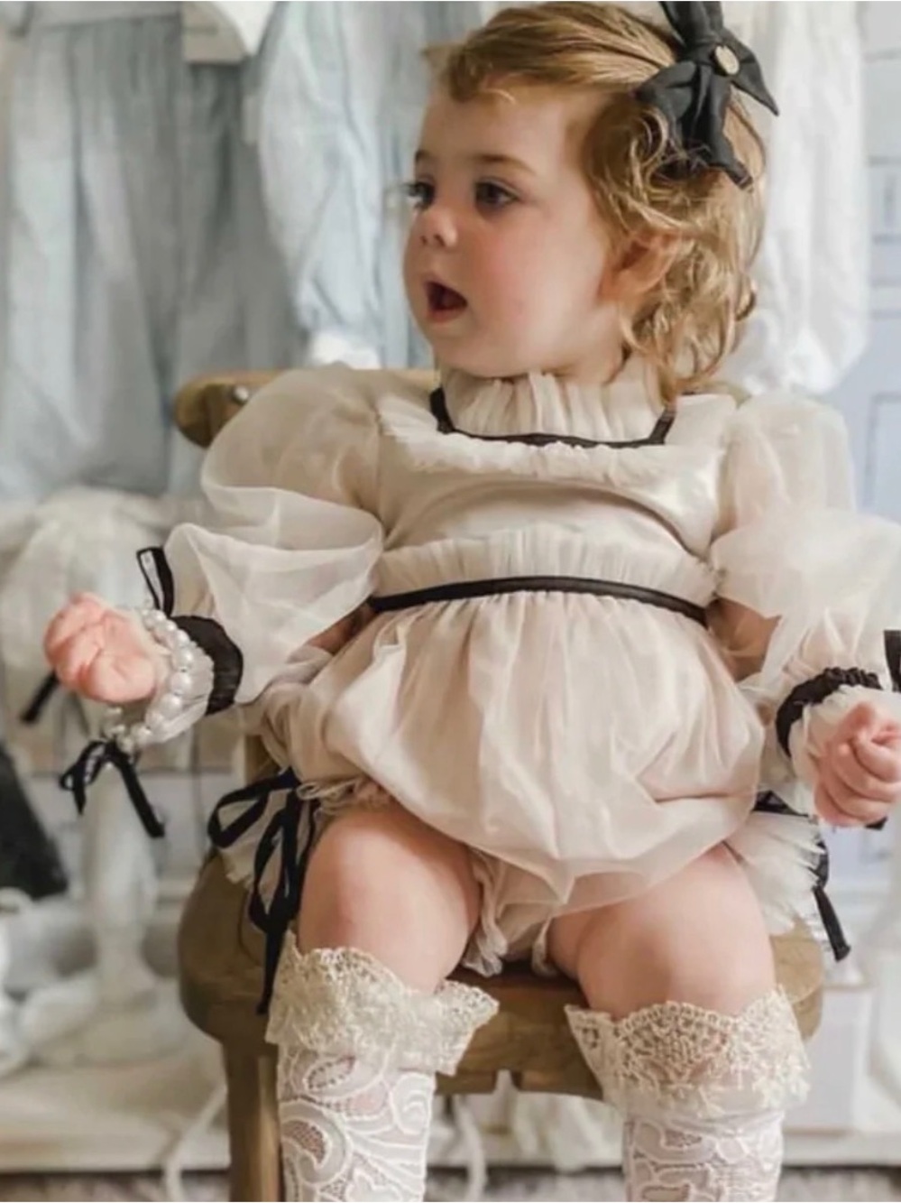 PETITE MADISON KIDS Coco Caramel Tulle Romper 6M
